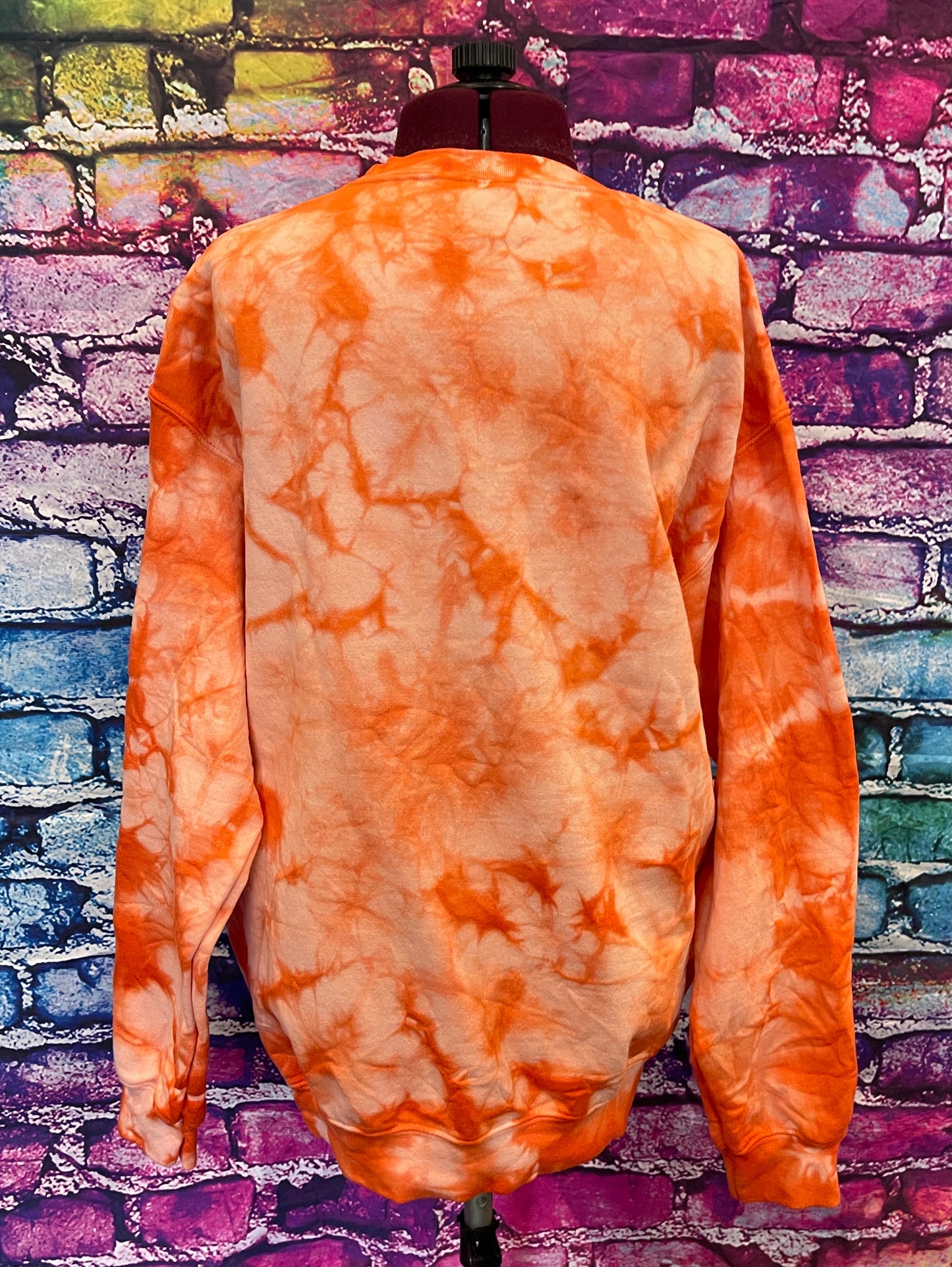 Tie-Dyed Orange Crewneck| Unisex Medium | Tie Dye non-hooded Sweatshirt / Pullover