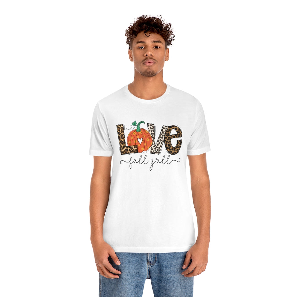 Love Fall Y’all Tee, pumpkin T Shirt, Leopard Print