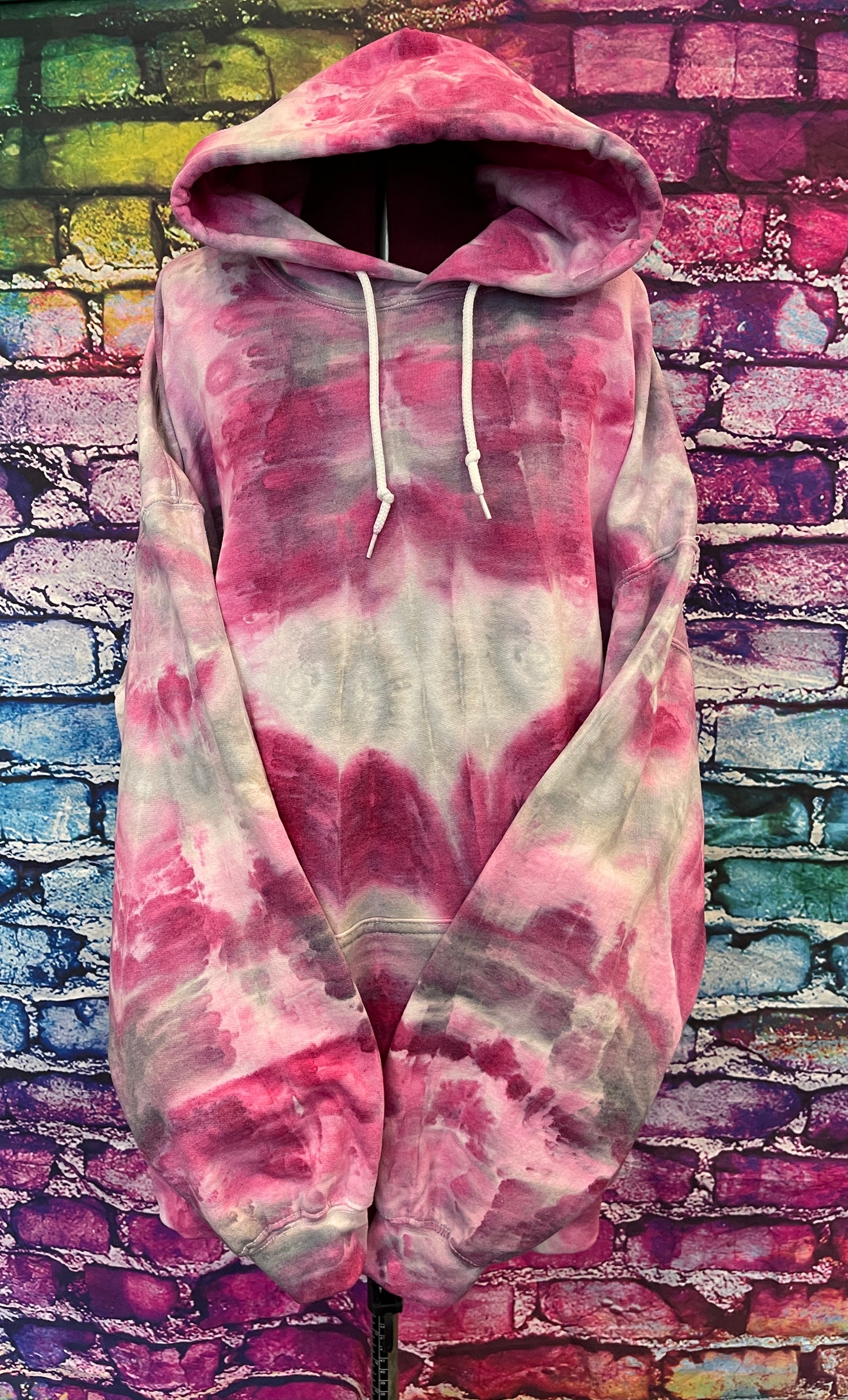 Tie-Dyed Plum and Gray Hoodie | Unisex 2XL Hooded Sweatshirt / Pullover