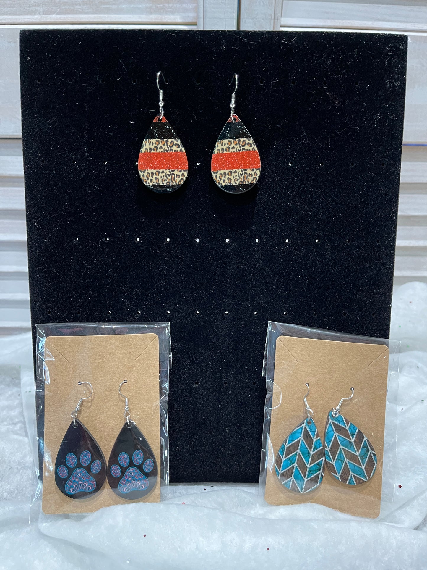 Christmas pattern earrings, Teardrop