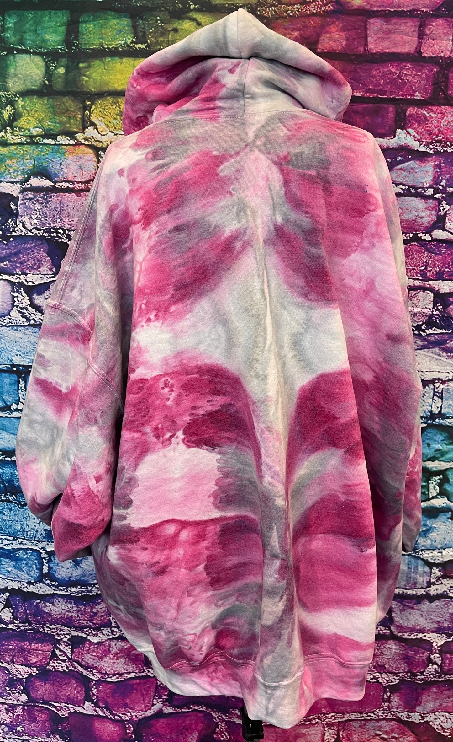 Tie-Dyed Plum and Gray Hoodie | Unisex 2XL Hooded Sweatshirt / Pullover